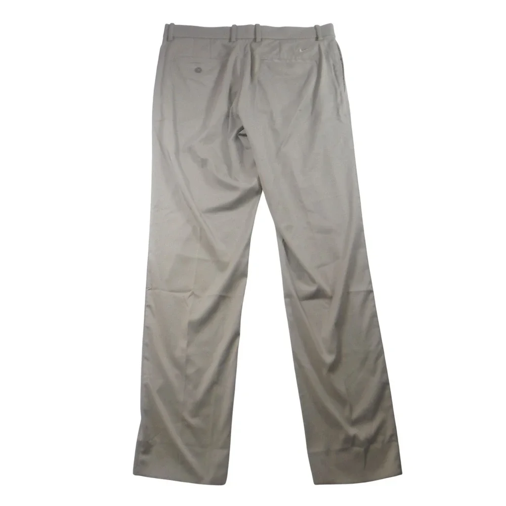 Nike Dri-FIT Mens‎ Golf Pants Khaki Tan Flat Front Stretch Trousers Size 36 x 35